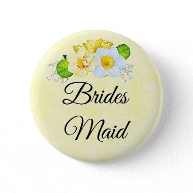 Bridesmaid Yellow Floral Button