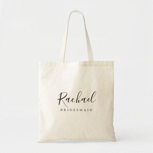 Bridesmaid & Your Name Typography Tote Bag