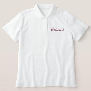 Bridesmaid Zip Hoodie Embroidered Polo Shirt