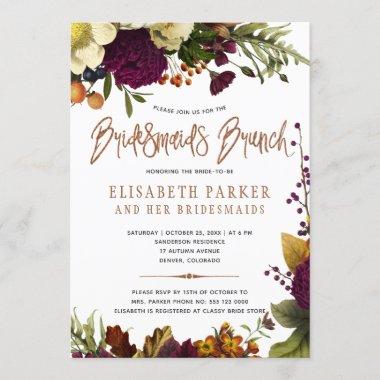 Bridesmaids brunch autumn modern bridal shower Invitations