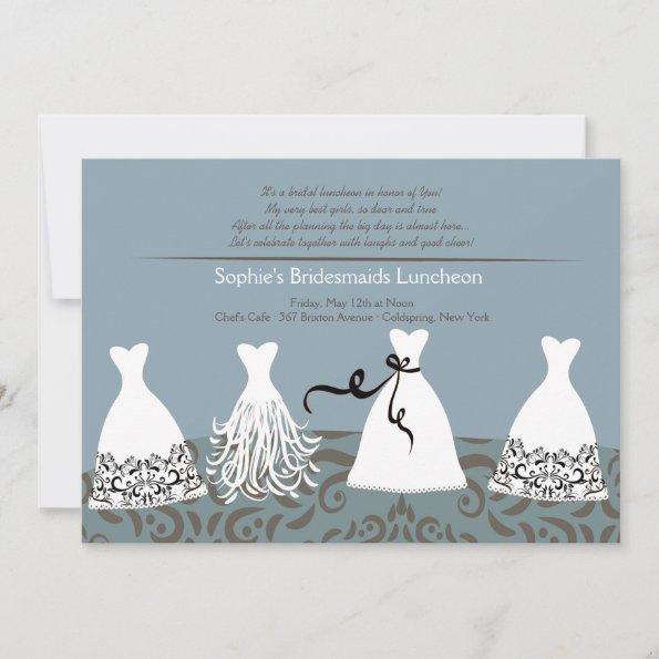 Bridesmaid's Lunch Blue Background Invitations