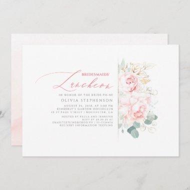 Bridesmaids Luncheon Pink Floral Bridal Shower Invitations