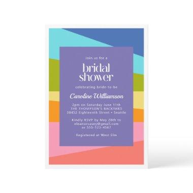 Bright Abstract Geometric Rainbow Bridal Shower Invitations