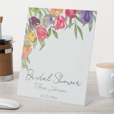 Bright and Fun Tulips Bridal Shower Pedestal Sign