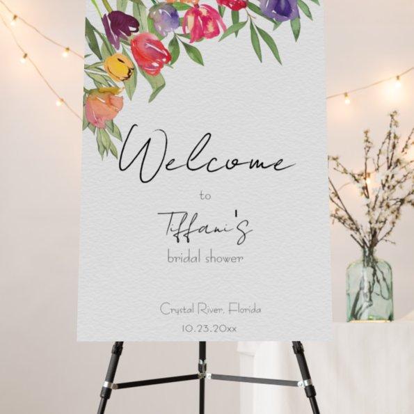 Bright and Fun Tulips Bridal Shower Welcome Sign
