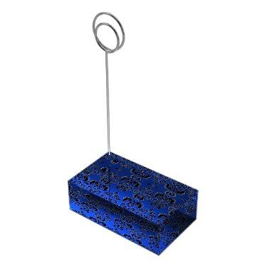 BRIGHT BLUE BLACK,WHITE CLASSY DAMASK TABLE CARD HOLDER