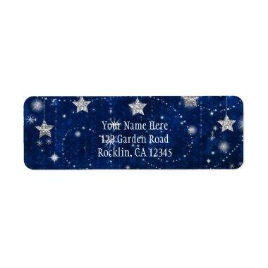 Bright Blue & Silver Starry Celestial  Label