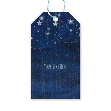 Bright Blue & Silver Starry Celestial Party Favor Gift Tags