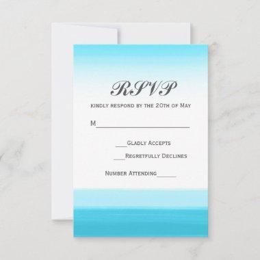Bright Blue Watercolor Wedding RSVP Card