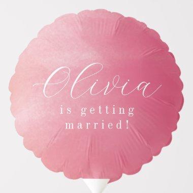 Bright Boho Pink Ombre Cursive Name Bridal Shower Balloon