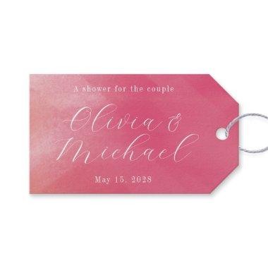 Bright Boho Pink Ombre Cursive Name Bridal Shower Gift Tags