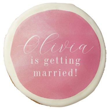 Bright Boho Pink Ombre Cursive Name Bridal Shower Sugar Cookie