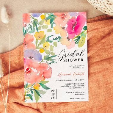 Bright bold boho garden floral bridal shower Invitations