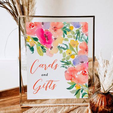 Bright bold boho garden floral bridal shower sign