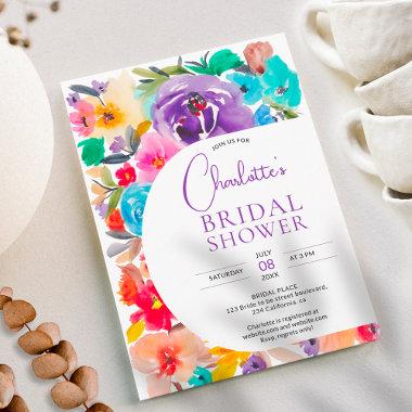 Bright bold modern floral arch chic bridal shower Invitations