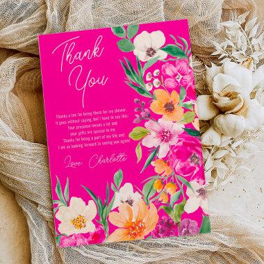 Bright bold wild flowers script bridal shower thank you Invitations