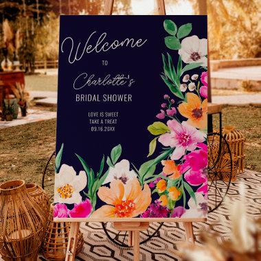 Bright bold wild flowers welcome bridal shower foam board