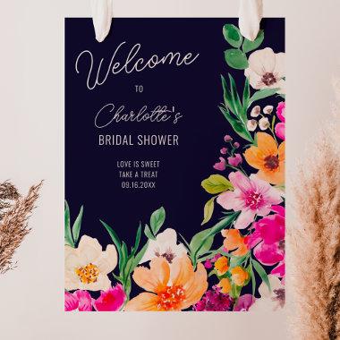 Bright bold wild flowers welcome bridal shower poster