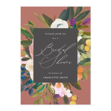 Bright Citrus Flowers | Persimmon | Bridal Shower Invitations