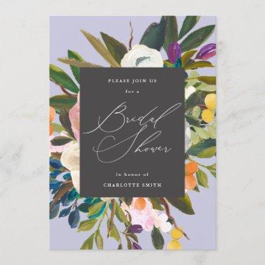 Bright Citrus Flowers | Purple | Bridal Shower Invitations