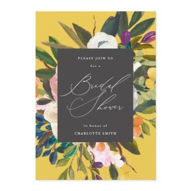 Bright Citrus Flowers | Warm Yellow Bridal Shower Invitations