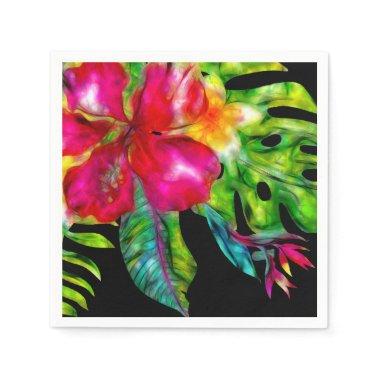 Bright Color Tropical Floral Hibiscus Leaves Napkins