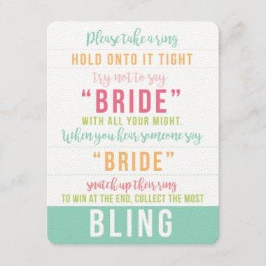Bright Colored Bridal Shower Bling Game Directions Invitations