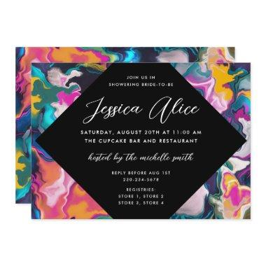 Bright & Colorful Abstract Marbling Bridal Shower Invitations