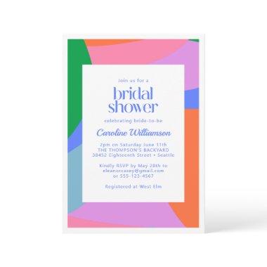 Bright Colorful Playful Abstract Art Bridal Shower Invitations