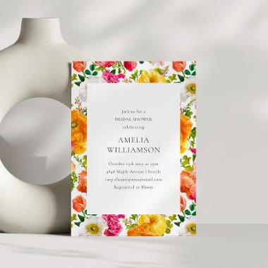 Bright Colorful Poppies Floral Bloom Bridal Shower Invitations
