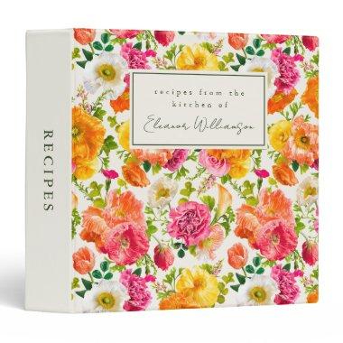 Bright Colorful Poppies Floral Personalized Recipe 3 Ring Binder