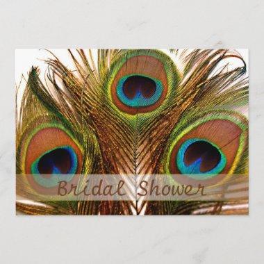Bright decorative peacock feathers Bridal Shower Invitations