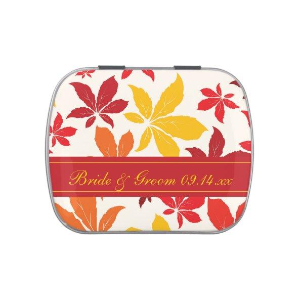 Bright Fall Leaves Wedding Favor Jelly Belly Candy Tin