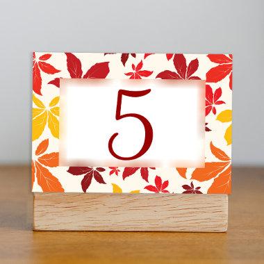 Bright Fall Leaves Wedding Table Numbers
