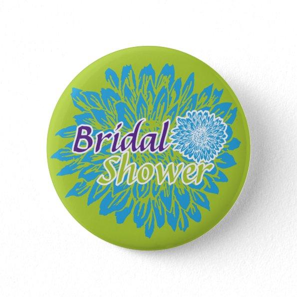 Bright Floral Bridal Shower Pinback Button
