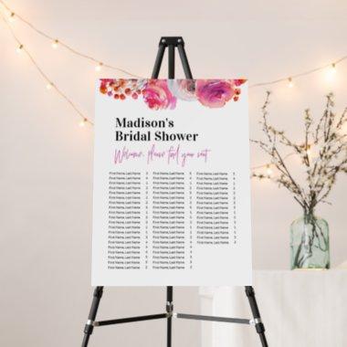 Bright Floral Bridal Shower Seating Chart Foam Board