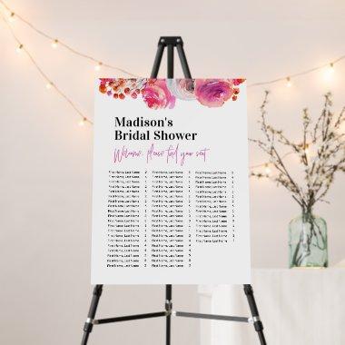 Bright Floral Bridal Shower Seating Chart Foam Board