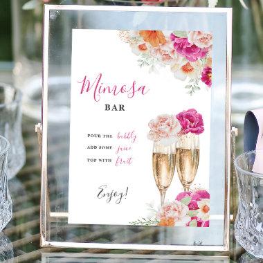 Bright Floral Mimosa Bar Bridal Shower Table Sign