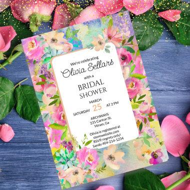 Bright Floral Profusion Bridal Shower Invitations