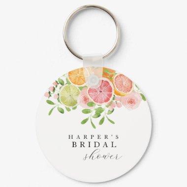 Bright flower and citrus bridal shower keychain