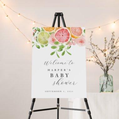 Bright Flowers and Citrus Baby Shower Welcome sign