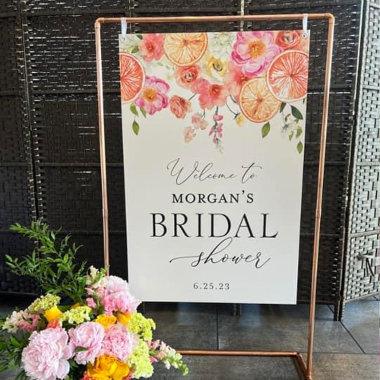 Bright Flowers and Citrus Bridal Shower Welcome Foam Board