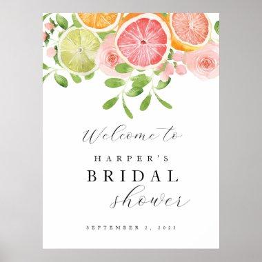 Bright Flowers and Citrus Bridal Shower Welcome Poster