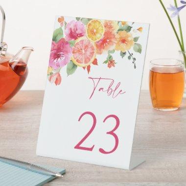 Bright Flowers Citrus  Table Number Pedestal Sign