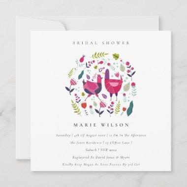 Bright Folk Farm Floral Bird Bridal Shower Invite
