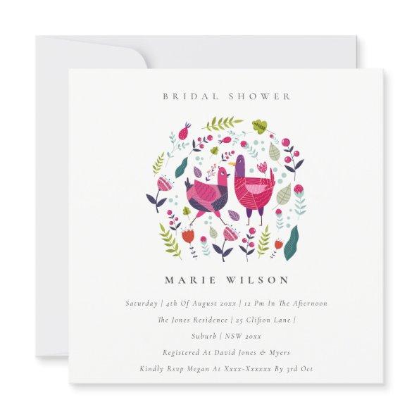 Bright Folk Farm Floral Bird  Invite