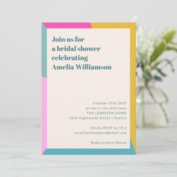 Bright Fun Colorful Geometric Unique Bridal Shower Invitations