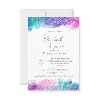 Bright Fun Ink Glitter Bridal Shower Invitations