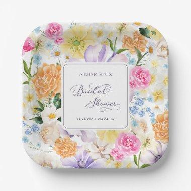 Bright Garden Floral Spring Summer Bridal Shower Paper Plates