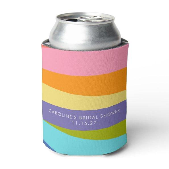 Bright Geometric Rainbow Custom Bridal Shower Can Cooler